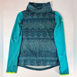 Nike Pro Women’s Teal and White Dri-FIT Long Sleeve Turtle Neck Top Size Medium